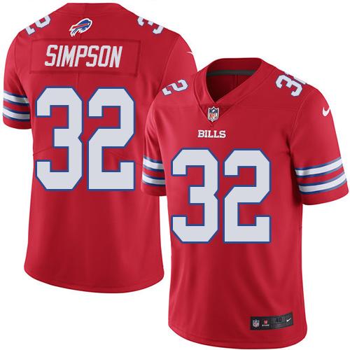 Nike Bills #32 O. J. Simpson Red Men's Stitched NFL Elite Rush Jersey - Click Image to Close